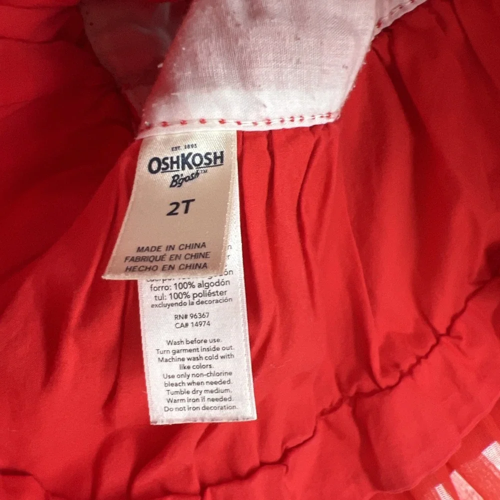 OshKosh B'gosh‎ Vestbak Girls 2T Red Corduroy Overall Jumper Dress Tulle Plaid